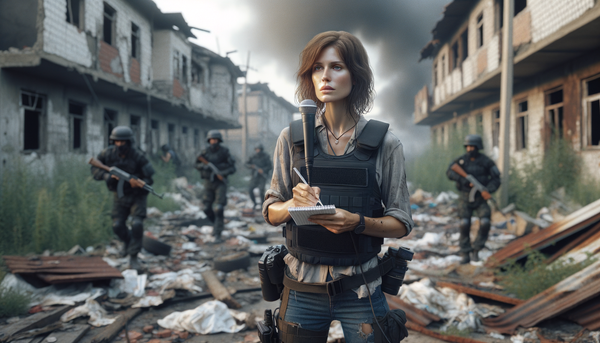 Victoria Roshchyna during a field report in conflict zone