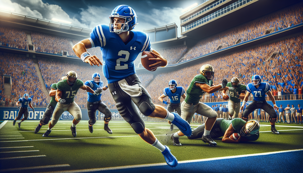 Riley Leonard on the football field