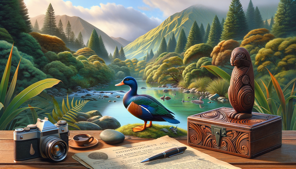 A beautiful blue whio duck posing near a stream