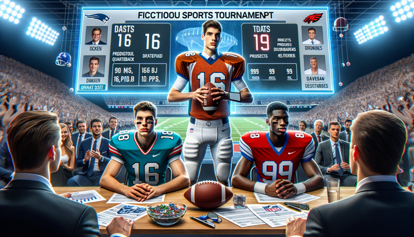 An illustration of football helmets in various team colors symbolizing the NFL Draft.