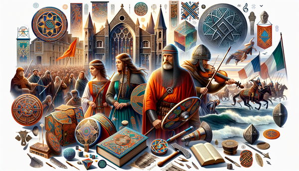 Illustration of Celtic Warriors and Artifacts