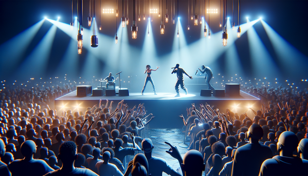 Kendrick Lamar performing in front of a large crowd