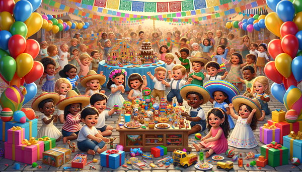 Children celebrating Día del Niño with traditional attire and festivities