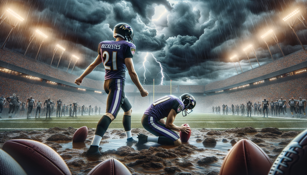 Justin Tucker kicking a field goal for the Baltimore Ravens