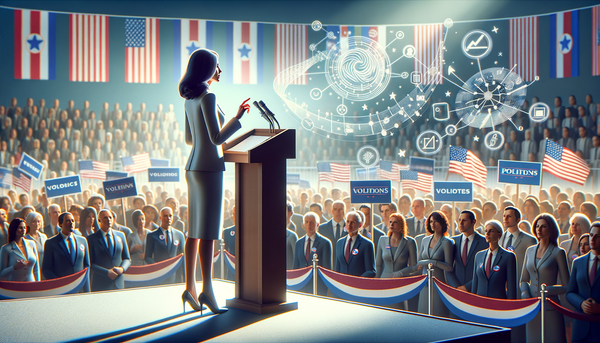 Kamala Harris speaking at a conference.