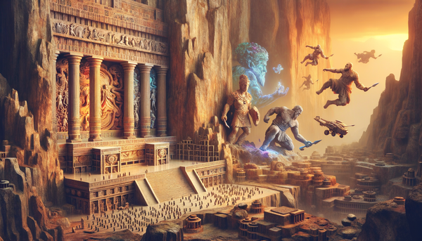 An artistic rendering of Greek Titans in mythology.