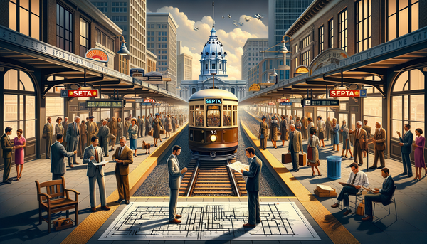 Image showing a SEPTA train running through central Philadelphia