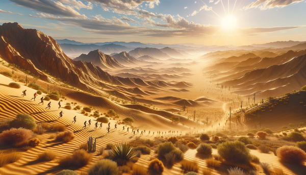 Athletes running through Arizona's desert during the Cocodona 250 race