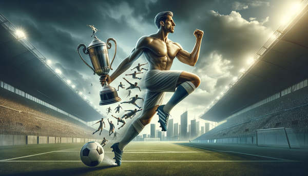 Cristiano Ronaldo raising a trophy, symbolizing his monumental achievements in football.