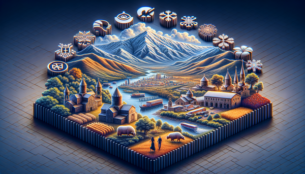 Scenic view of Armenia's mountainous landscape with cultural highlights.