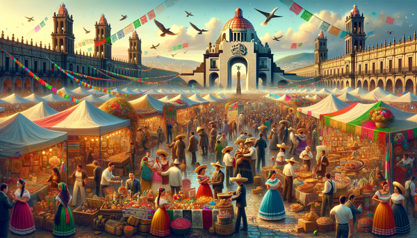 Fireworks over the Mexican flag