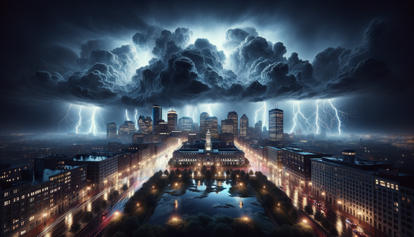 Boston skyline with weather changes