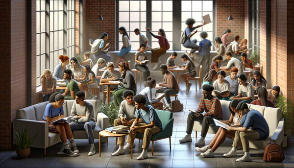 A group of school students discussing.