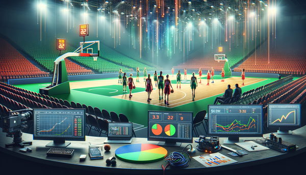 WNBA basketball court with players in action
