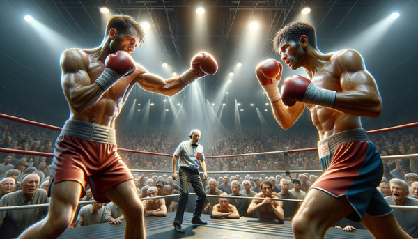 Boxing ring with championship belt and boxing gloves