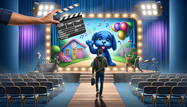Steven Burns smiling with a background from Blue's Clues