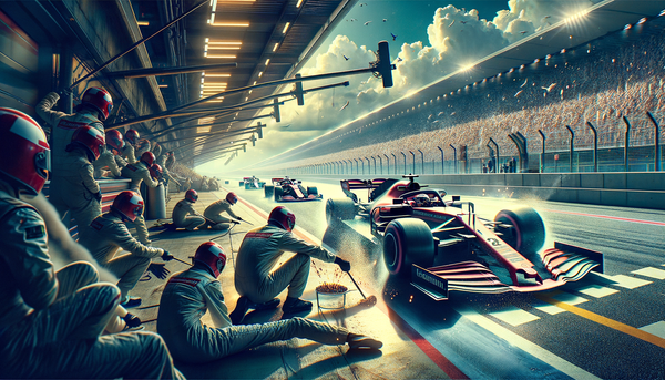 F1 movie scene during a high-speed car race