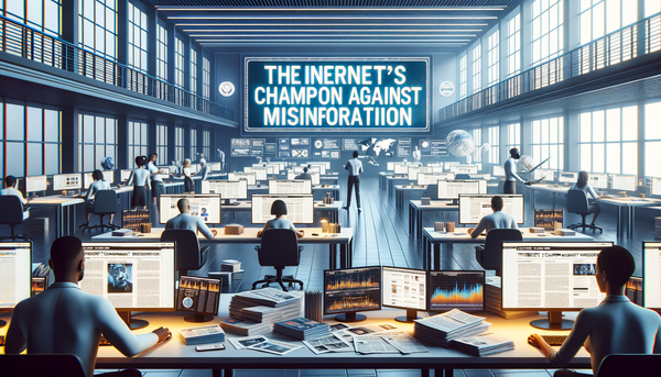 A collage of digital misinformation being unraveled