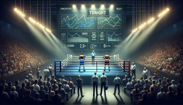 Boxing gloves with a spotlight emphasizing fights tonight
