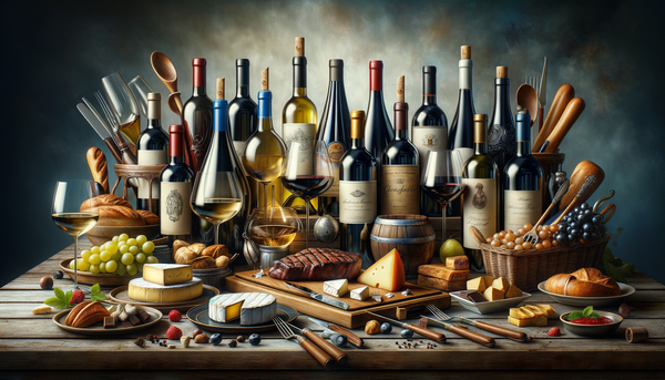 Wine glasses and food dishes for pairing