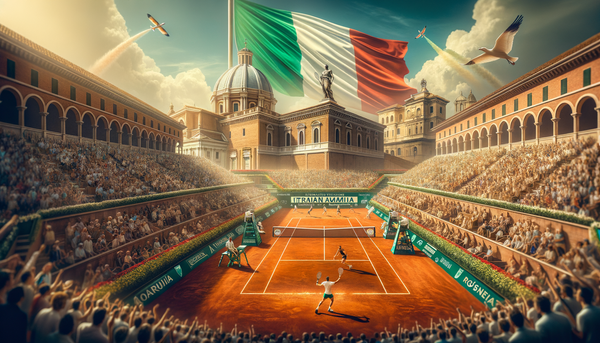 Tennis player in action at the Italian Open