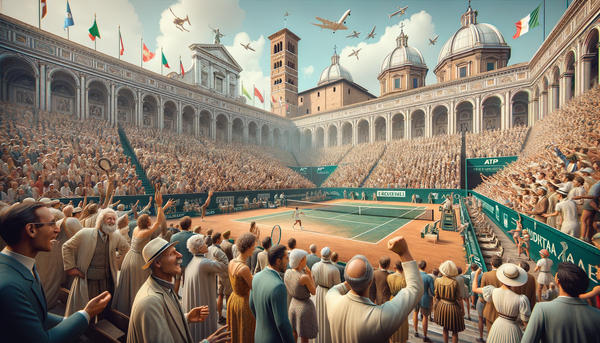 Players on the clay court at ATP Rome