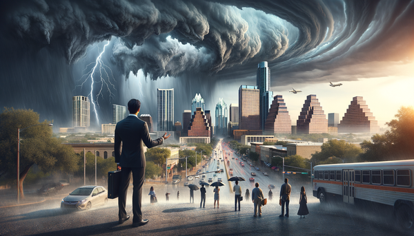 Severe thunderstorms over Austin skyline